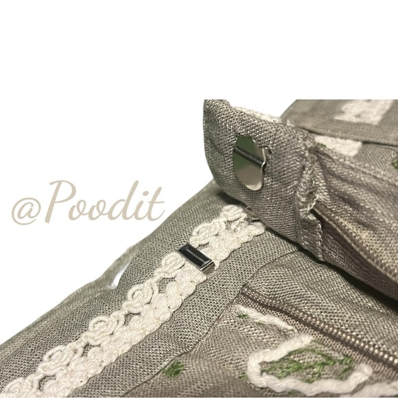 Olive linen embroidered with raised stitching jacket and pant set size medium - Picture 8 of 10